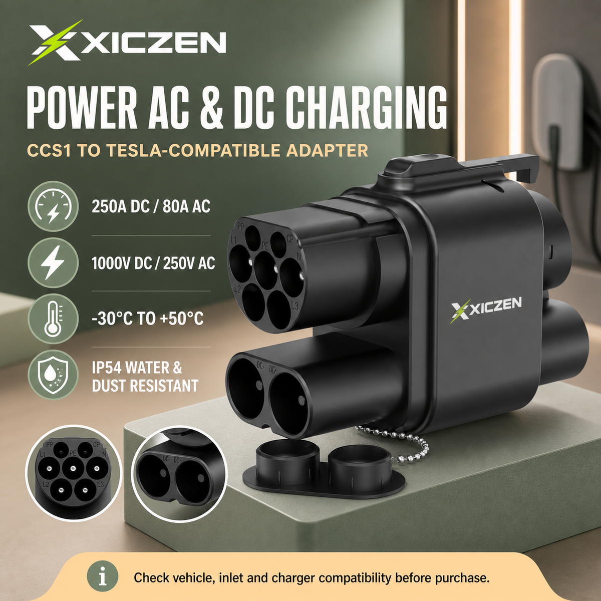 European to American direct/AC fast charging adapter